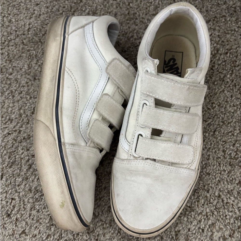 Vans White Velcro Strap Sneakers Classic Design